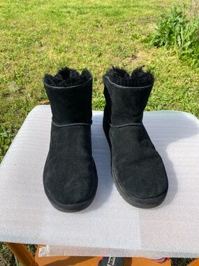 Koolaburra by OGG Nalie Mini Black Suede Shearling Ankle Boots US Size 7